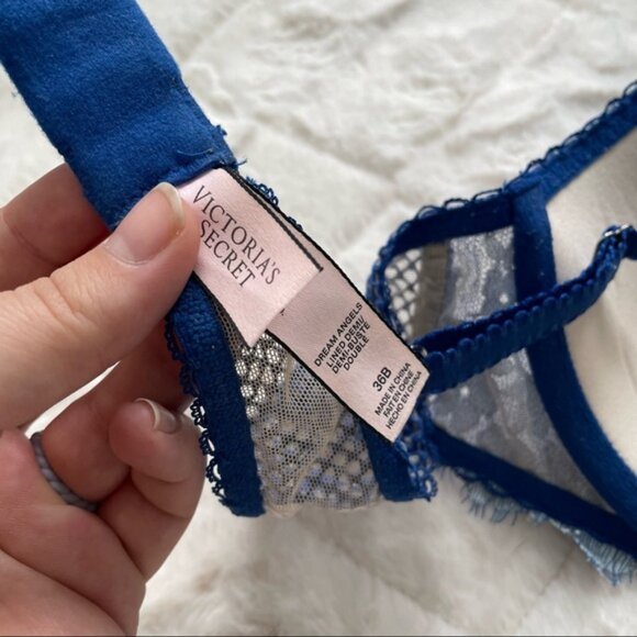 Victoria's Secret | Blue Floral Bling Dream Angels Lined Demi Bra | Size 36B - Picture 10 of 12
